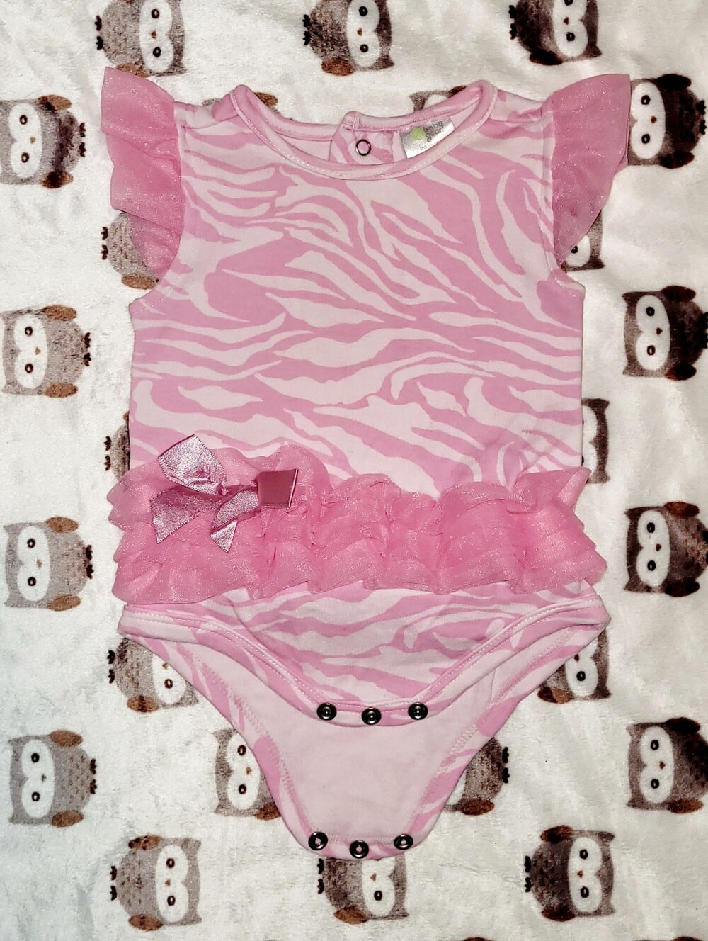 $1 | 0-3m | Tulle Ruffle Zebra Bodysuit/Onesie